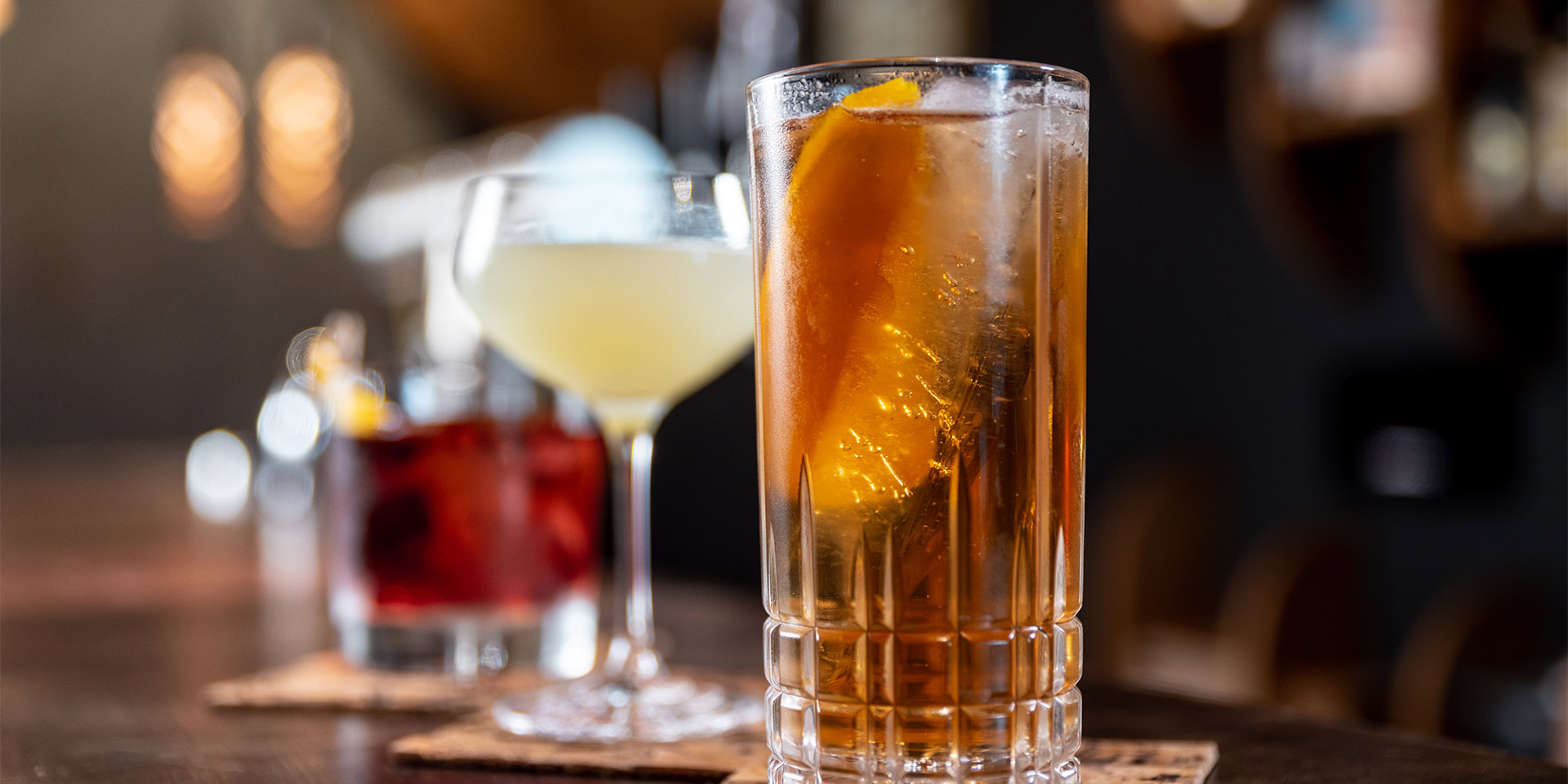 close up of three drinks